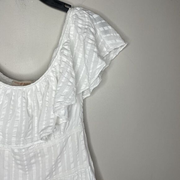 TORY BURCH Midi Dress Women 6 White Striped Seersucker 100% Cotton - Picture 3 of 16